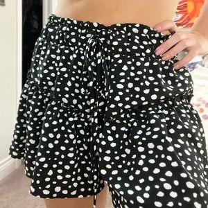 altar’d state black and white polka dot ruffled shorts